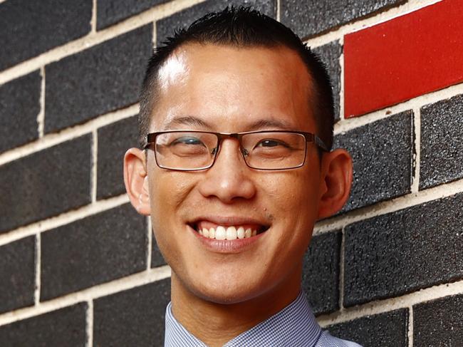 WEEKEND TELEGRAPH 21ST JUNE 2022Embargoed for The Weekend Papers. On hold for The Saturday Telegraph Sydney Weekend Magazine. Pictured at Cherrybrook Technology High in Sydney is Maths teaching whiz Eddie Woo.Eddie is releasing his first fiction books, designed to help kids experience numbers and how they work through puzzles and solving mysteries. Picture: Richard Dobson