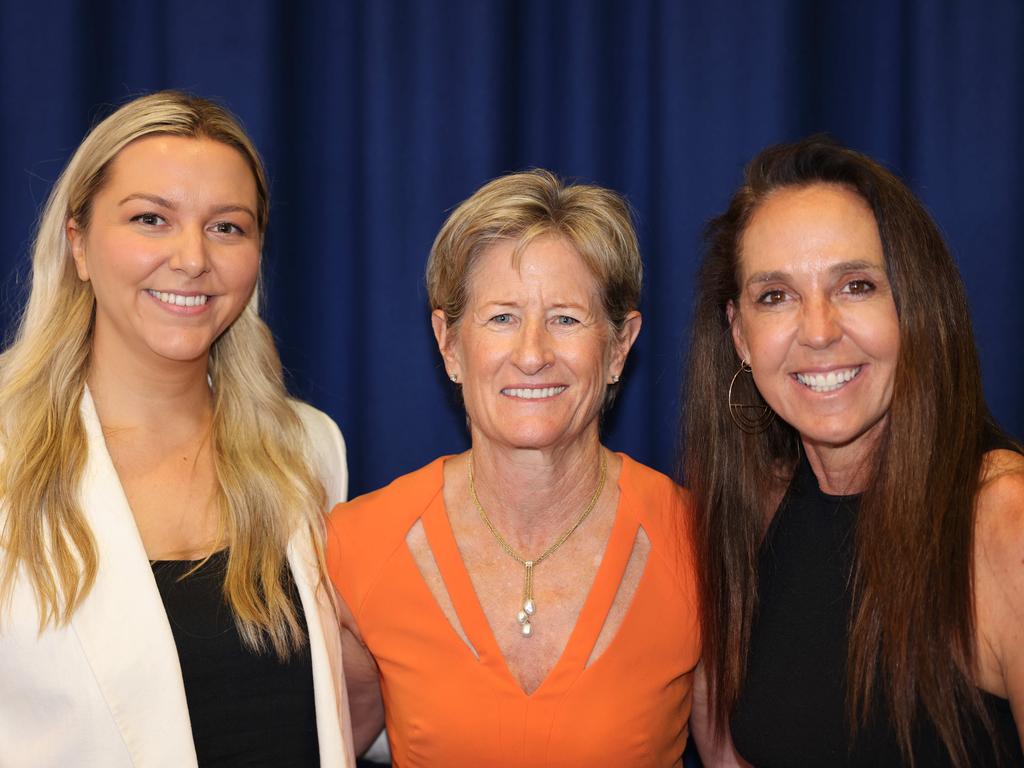 Giulia Nikiforides, Airlie Maclachlan and Janine Allis at the Storyfest – Boost Your Business – luncheon at Bond University. Picture, Portia Large.