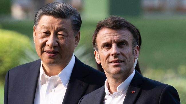 Chinese President Xi Jinping and French President Emmanuel Macron. Picture: Jacques Witt/Pool/AFP