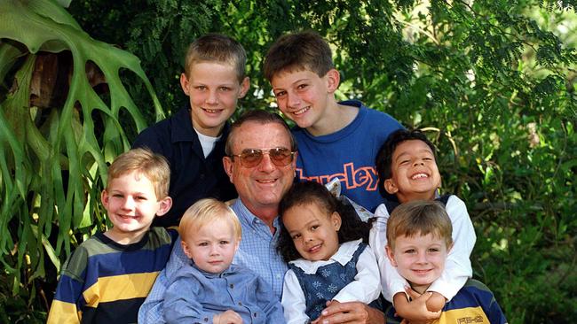 Mr O'Sullivan in 2001 with his grandchildren. Picture: Glenn Barnes