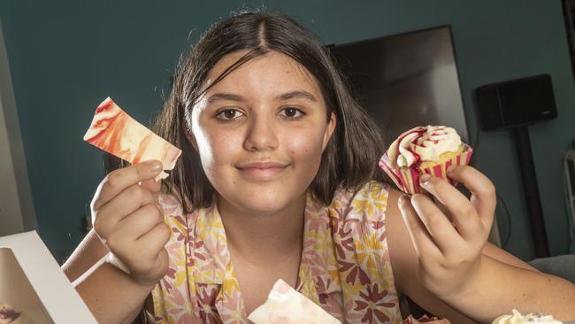 Katherine Preston makes yummy cupcakes for sale at the Cabarlah markets. Picture: Nev Madsen.