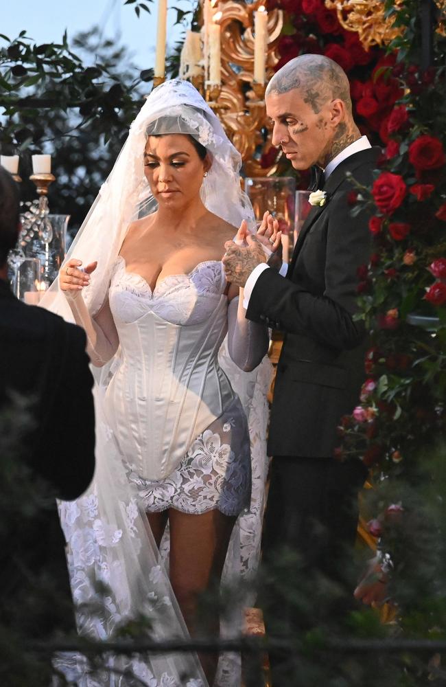 Kourtney Kardashian and Travis Barker are seen getting married on May 22, 2022 in Portofino, Italy. Picture: TheImageDirect.com