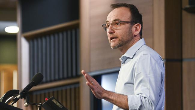 Adam Bandt at the National Press Club of Australia in Canberra recently. Picture: Martin Ollman/NewsWire