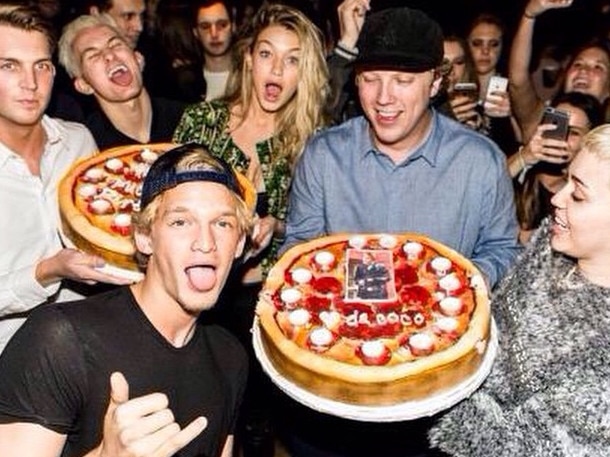 Miley Cyrus, far right, attended Simpson’s 18th birthday party. Picture: Supplied