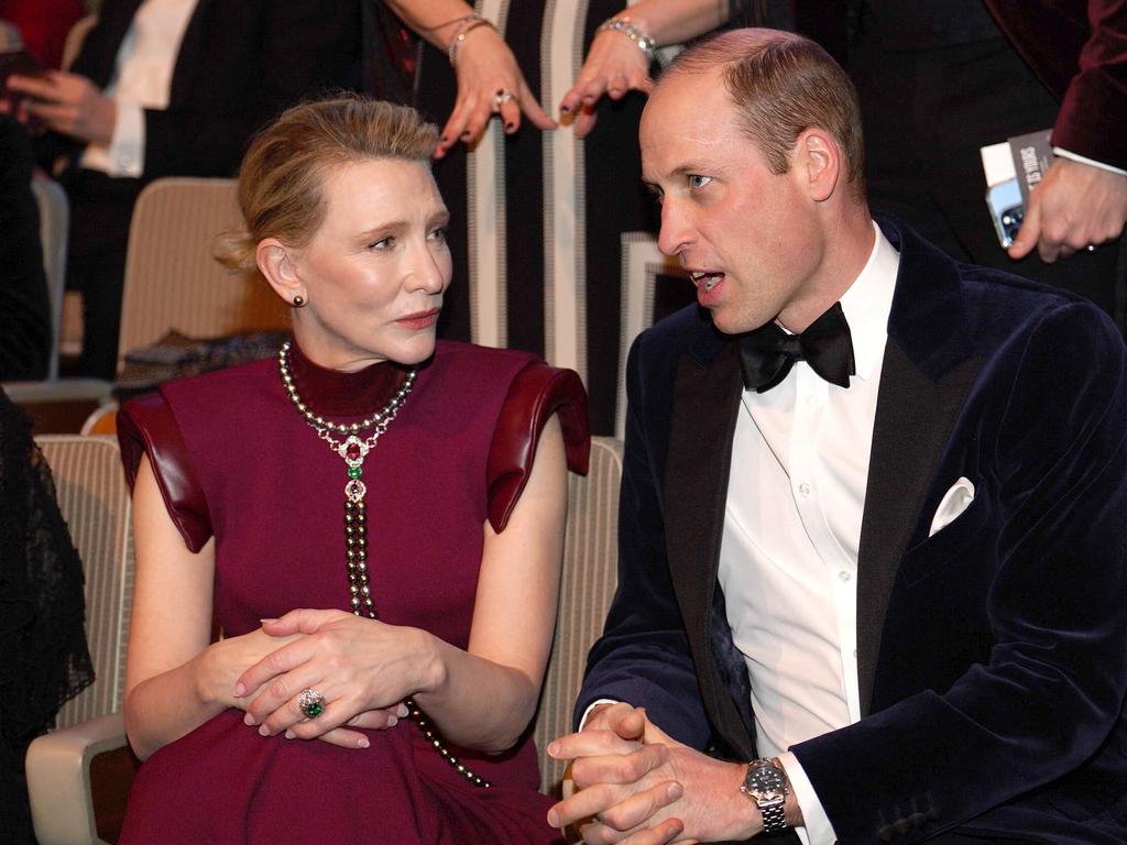 Blanchett pictured with Britain's Prince William, Prince of Wales, at last year’s BAFTAs. Picture: Jordan Pettitt / POOL / AFP