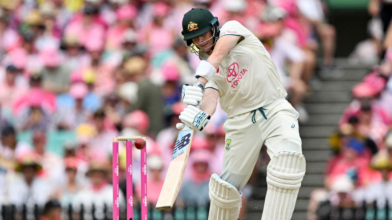 Steve Smith as he hits one into the covers on Day 3 at the SCG.