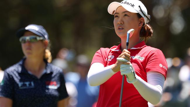 SYDNEY, AUSTRALIA - DECEMBER 03: Minjee Lee of Australia looks on after teeing off on the 4th hole during the ISPS HANDA Australian Open at The Australian Golf Course on December 03, 2023 in Sydney, Australia. (Photo by Matt King/Getty Images)