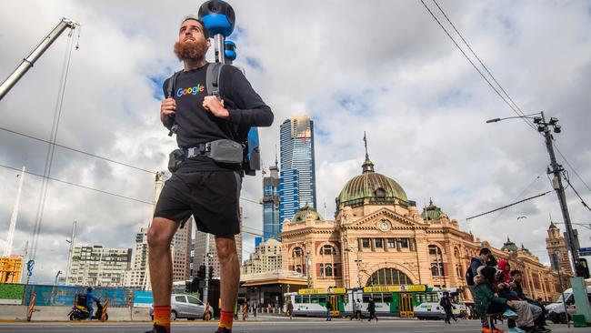 He walks 12km through Melbourne every day. Picture: Jason Edwards