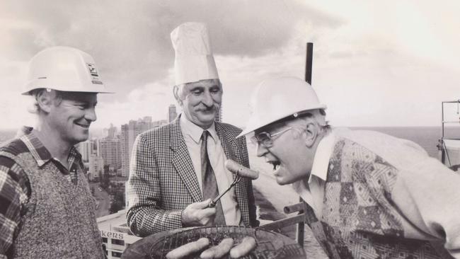 Labourer Peter Sweet, Pat Zarro and White industries operations manager Alan Anderson in the 1980s.