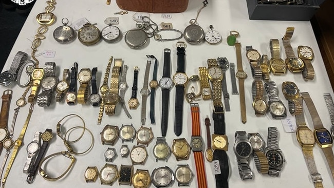 NT Police recovered a large number of stolen watches. Picture: NTPFES