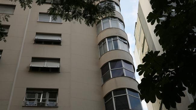 Mr Santoro’s apartment with ‘for sale’ signs in the window. Picture: Vanessa Hunter