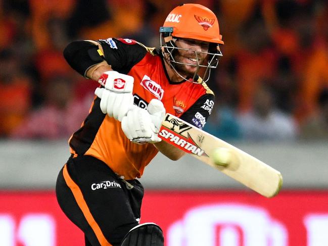 Australia’s David Warner plays with the Sunrisers Hyderabad in last year’s IPL series.