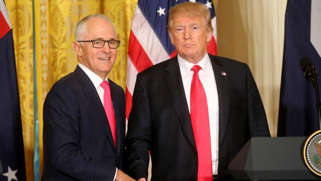 Malcolm Turnbull and Donald Trump seem to have had a more productive chat this time around. Picture: Nathan Edwards