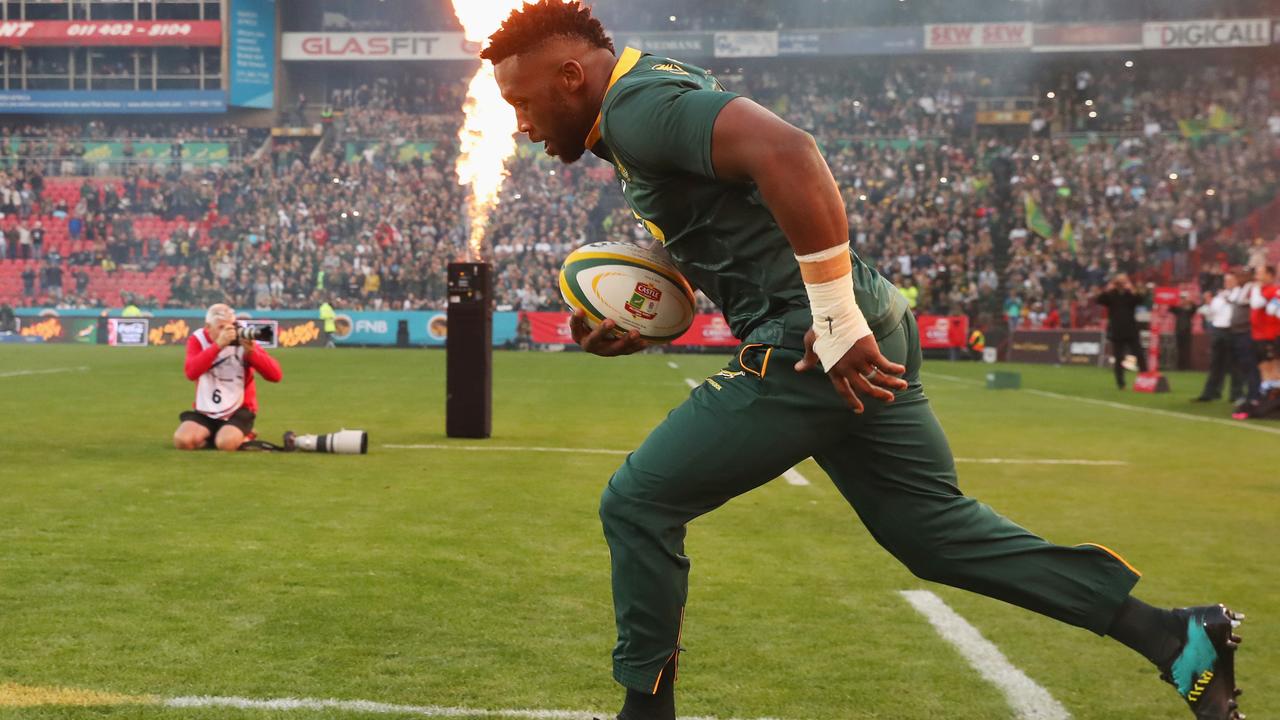 Siya Kolisi of South Africa leads out his team in Johannesburg.