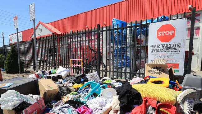 Rubbish dumped outside the Salvos North Geelong. Picture: Mark Wilson