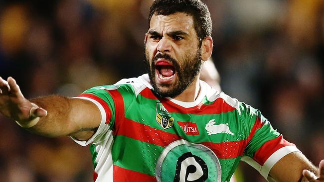 AUCKLAND, NEW ZEALAND - MAY 26: Greg Inglis of the Rabbitohs reacts during the round 12 NRL match between the New Zealand Warriors and the South Sydney Rabbitohs at Mt Smart Stadium on May 26, 2018 in Auckland, New Zealand. (Photo by Anthony Au-Yeung/Getty Images)