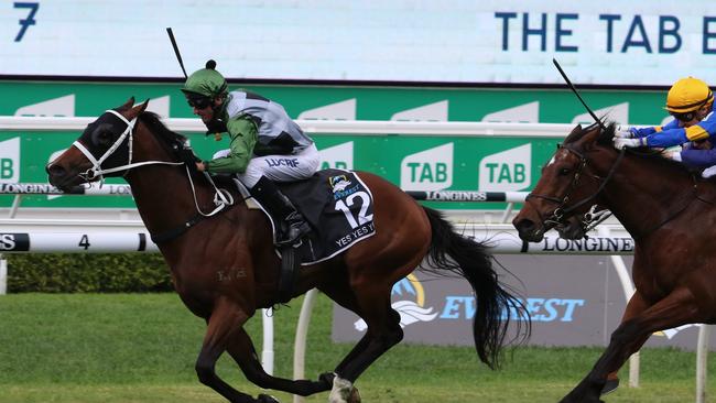 Three-year-old colt Yes Yes Yes and jockey Glen Boss win the 2019 The TAB Everest. Picture: Grant Guy