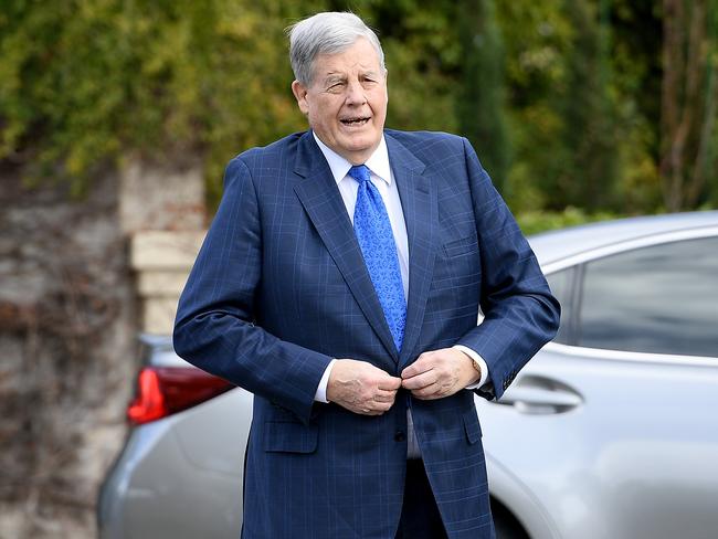 Former Seven Network CEO David Leckie arrives at the funeral service. Picture: Dan Himbrechts/AAP Image