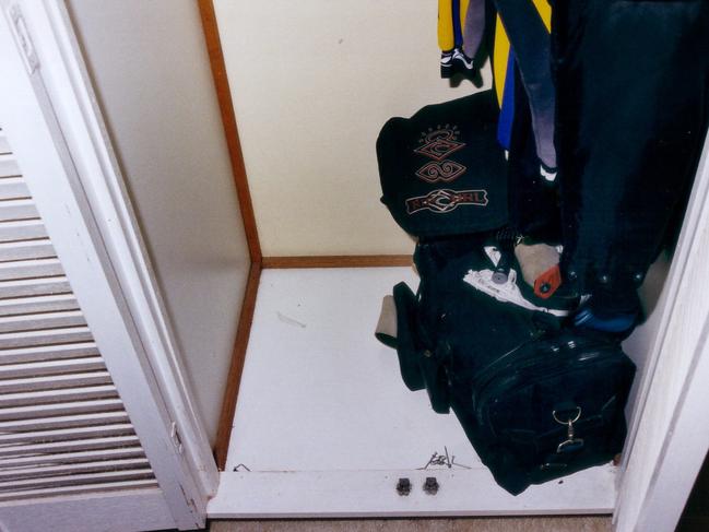 The cupboard where Natasha Ryan was found hiding by police. Picture: Supplied