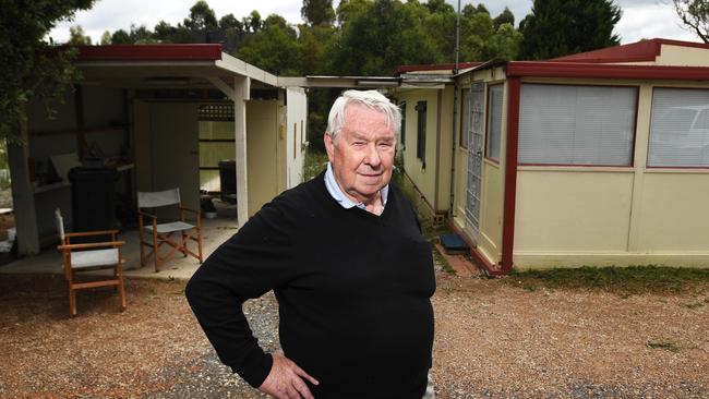 Barry Bedwell next to his property at the Wantirna Caravan Park. Picture: Jamie Ross