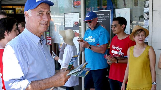 John Alexander campaigns for the Bennelong by-election. Picture: Toby Zerna.