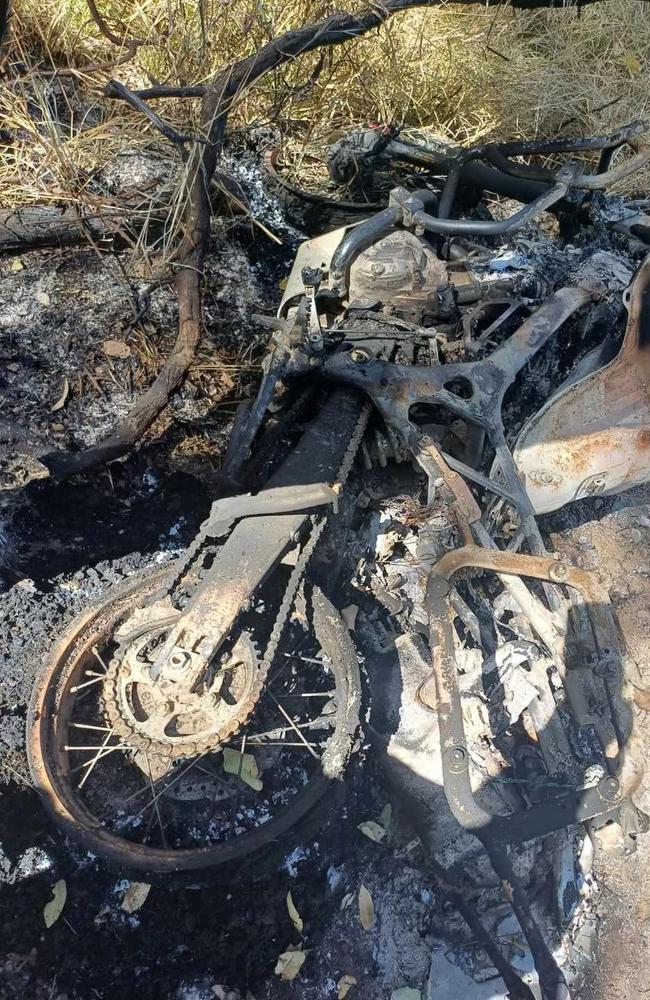 The remains of Elliot Bugler's bike after he was allegedly held up at knifepoint.