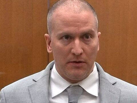 CORRECTION / This grab from video courtesy of Court TV shows former policeman Derek Chauvin speaking facing the camera as he heard his sentence in the Hennepin County Government Center on June 25, 2021 in Minneapolis, Minnesota. - Former policeman Derek Chauvin was sentenced to 22 and a half years in jail Friday for murdering African American George Floyd, a killing that sparked America's biggest demonstrations for racial justice in decades. "The sentence is not based on emotion or sympathy," said Judge Peter Cahill, handing down the term at a Minneapolis court after prosecutors sought a 30-year sentence. (Photo by - / POOL VIA COURT TV / AFP) / RESTRICTED TO EDITORIAL USE - MANDATORY CREDIT "AFP PHOTO / COURT TV " - NO MARKETING - NO ADVERTISING CAMPAIGNS - DISTRIBUTED AS A SERVICE TO CLIENTS / âThe erroneous mention[s] appearing in the metadata of this video grab has been modified in AFP systems in the following manner: [POOL via Court TV] instead of [Alex LEDERMAN]. Please immediately remove the erroneous mention[s] from all your online services and delete it (them) from your servers. If you have been authorized by AFP to distribute it (them) to third parties, please ensure that the same actions are carried out by them. Failure to promptly comply with these instructions will entail liability on your part for any continued or post notification usage. Therefore we thank you very much for all your attention and prompt action. We are sorry for the inconvenience this notification may cause and remain at your disposal for any further information you may require.â