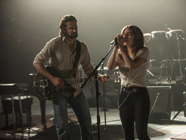 Bradley Cooper and Stefani Germanotta (Lady Gaga) in a scene from the film A Star is Born.