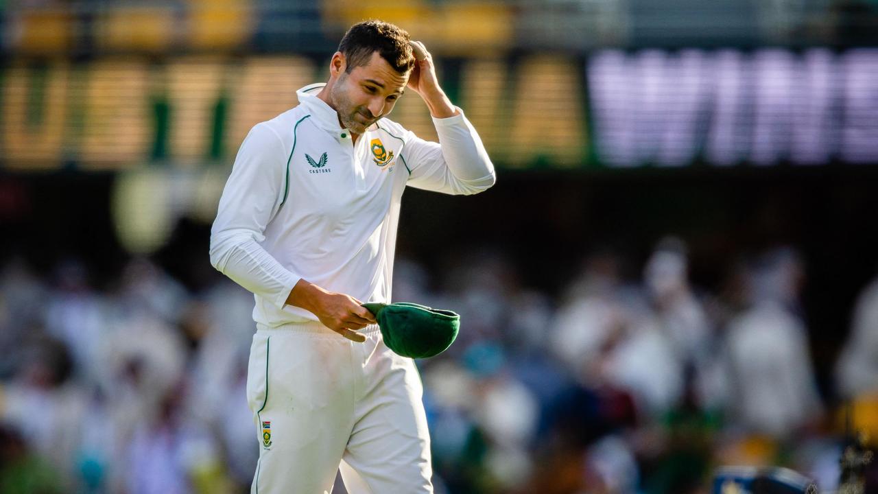 South Africa's captain Dean Elgar leaves the field (Photo by Patrick HAMILTON / AFP) /