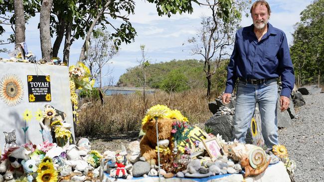 Rajwinder Singh, a person of interest in the Toyah Cordingley murder case, has been arrested in New Delhi. Friend of Toyah Cordingley's family Wayne "Prong" Trimble, pictured at the memorial for Toyah at Wangetti Beach, was overjoyed after hearing about the arrest. Picture: Brendan Radke