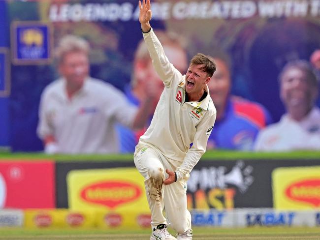 Matthew Kuhnemann took nine wickets in Australia’s record victory in Galle Picture: AFP