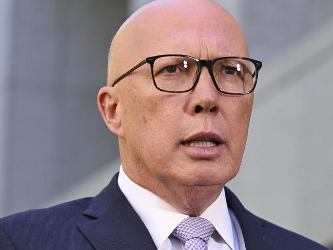 CANBERRA, AUSTRALIA - NewsWire Photos - November 19, 2024: Leader of the Opposition Peter Dutton holds a press conference at Parliament House in Canberra. Picture: NewsWire / Martin Ollman