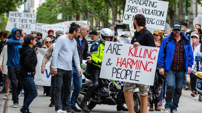 Police were monitoring the crowd. Picture: NCA NewsWire/Sarah Matray