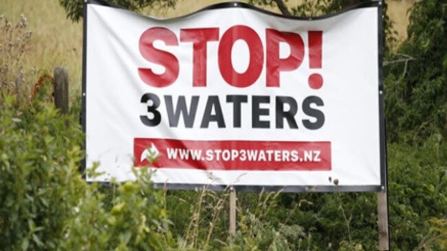 A sign in NZ protesting the Three Waters legislation.