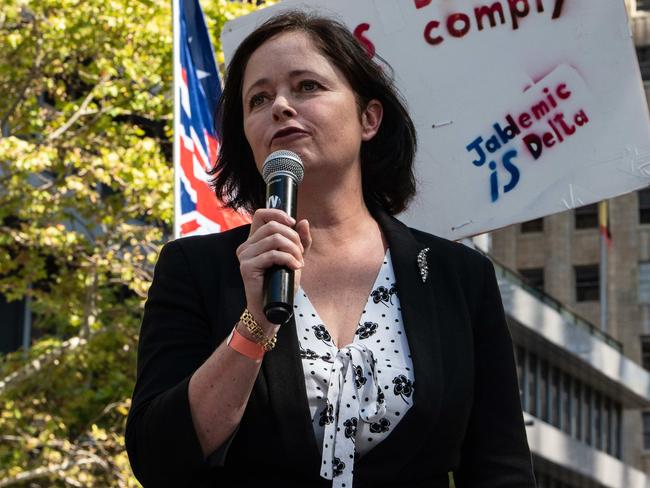 Tanya Davies has been slammed for addressing an anti-vaccine rally in Sydney. Picture: NCA NewsWire/Flavio Brancaleone