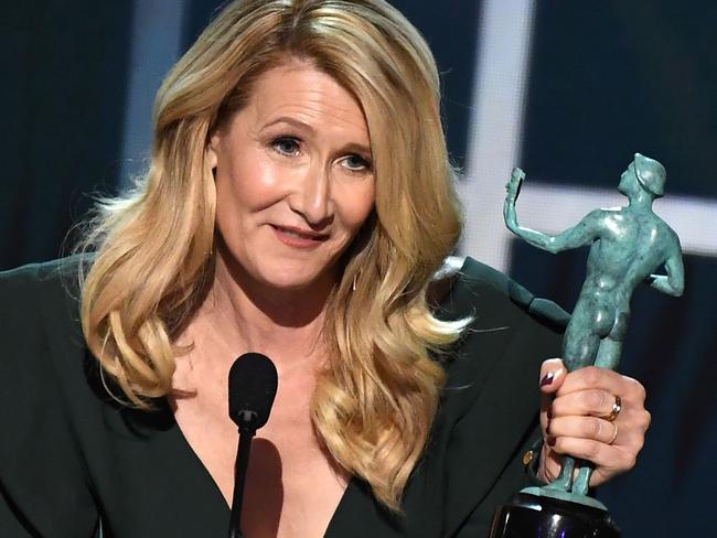 US actress Laura Dern accepts the award for Female actor in a supporting role best during the 26th Annual Screen Actors Guild Awards show at the Shrine Auditorium in Los Angeles on January 19, 2020. (Photo by Robyn Beck / AFP)