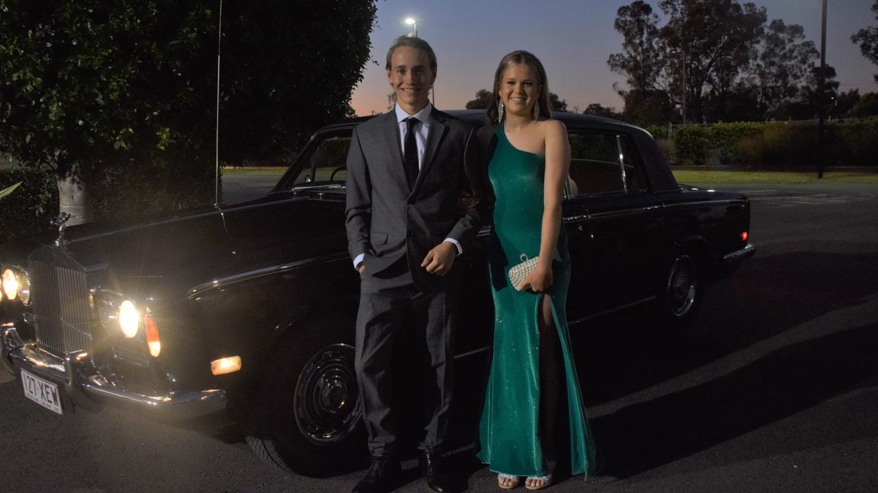 Darcy Laffy and Harriet Gleeson stunned on the red carpet at Our Lady of Southern Cross College's formal for 2023. Picture: Emily Devon