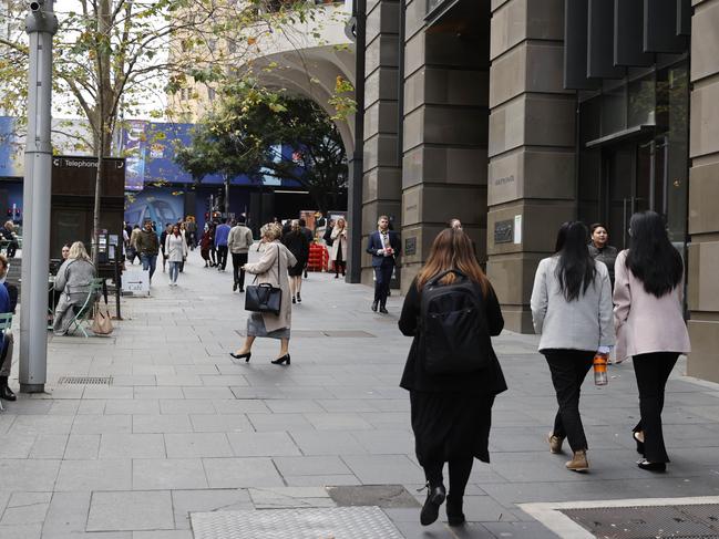 Foot traffic has returned in the Sydney CBD but not quite to pre-pandemic levels. Picture: Tim Hunter.