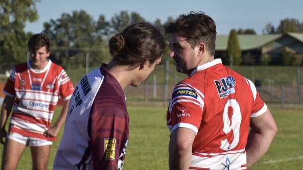 Chad Redman (right) in Singleton Greyhounds colours. Picture: Supplied