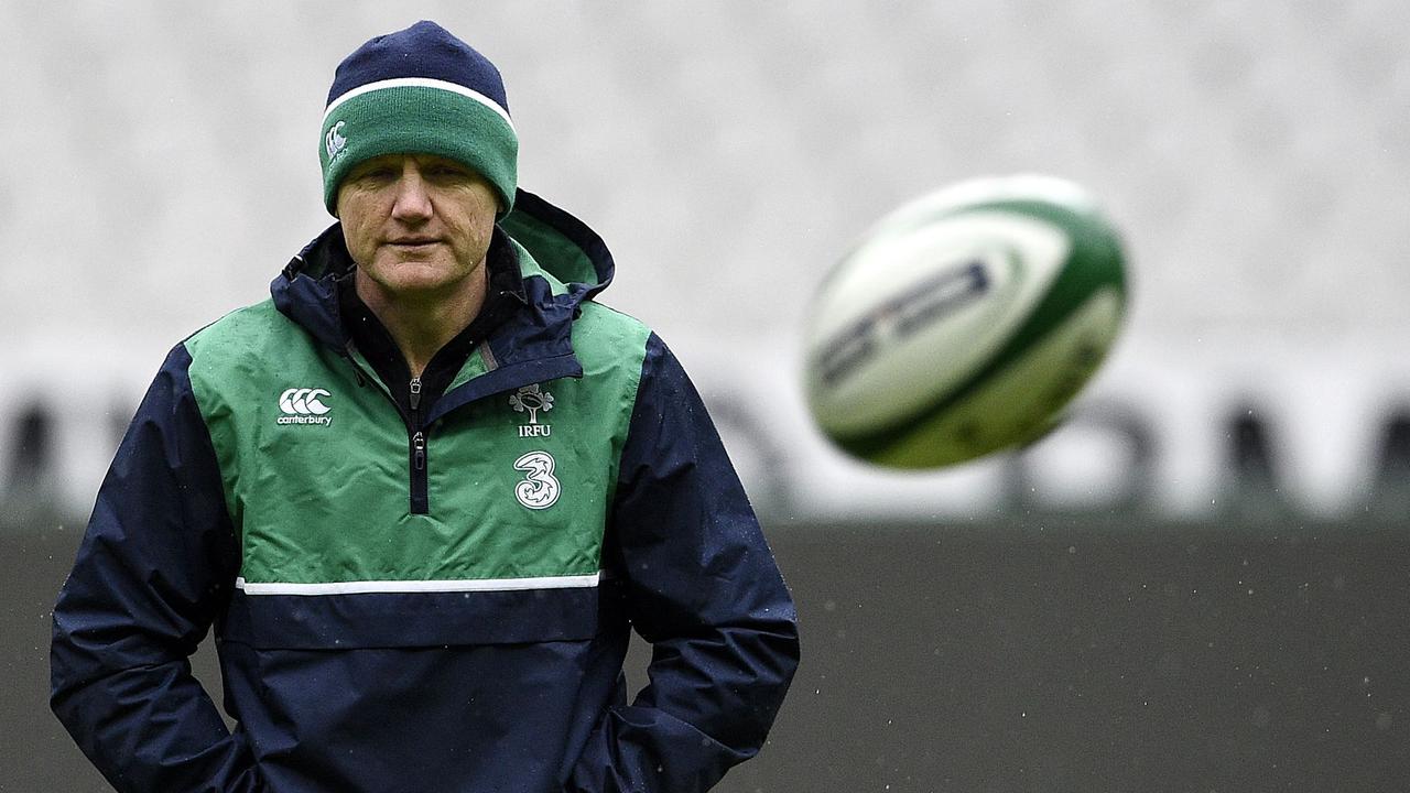 Ireland coach Joe Schmidt watches his players during a training session in Paris.
