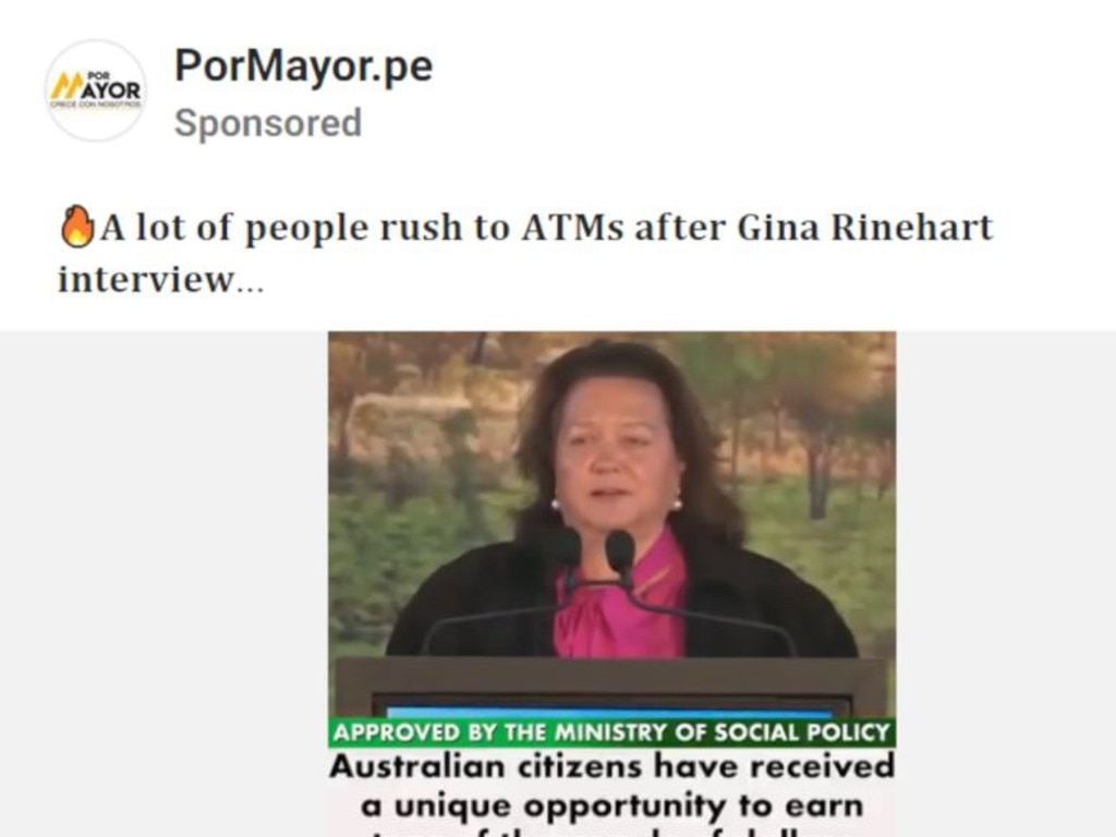 Billionaire Gina Rinehart’s voice was cloned for a dodgy ad run by an investment scam operator.