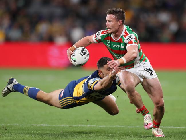 Damien Cook’s flying feet tore the Eels apart. Picture: Mark Kolbe/Getty Images