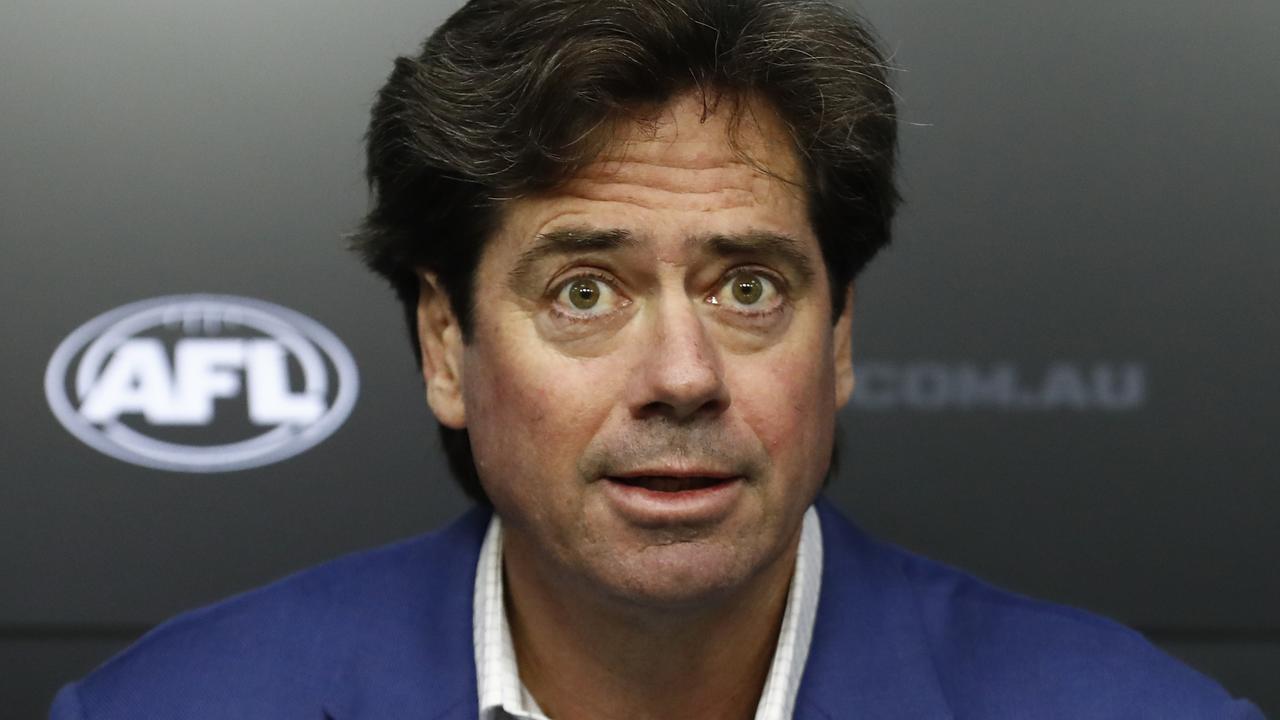 AFL CEO Gillon McLachlan speaks to the media. Picture: Getty Images