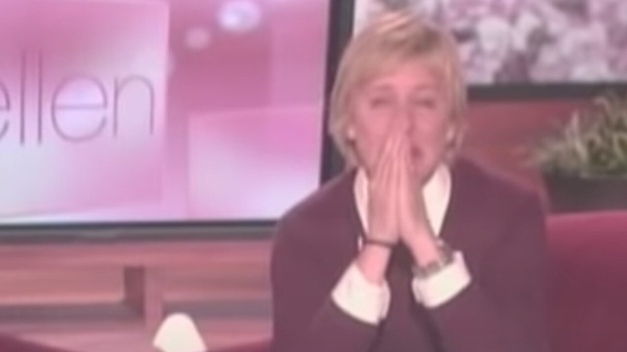 Ellen breaks down.