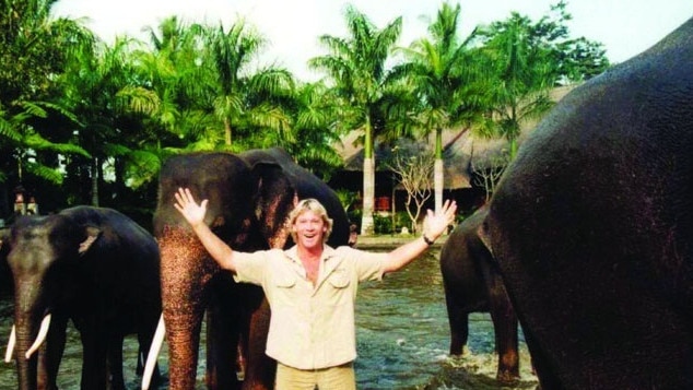 Steve Irwin at the Mason Elephant Park in Bali. Supplied: Mason Elephant park