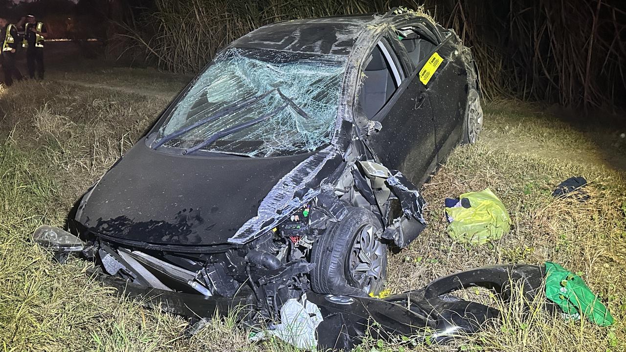 A stolen car rolled three times in a crash near Yalboroo, north of Mackay on June 2, 2023. Photo: Heidi Petith