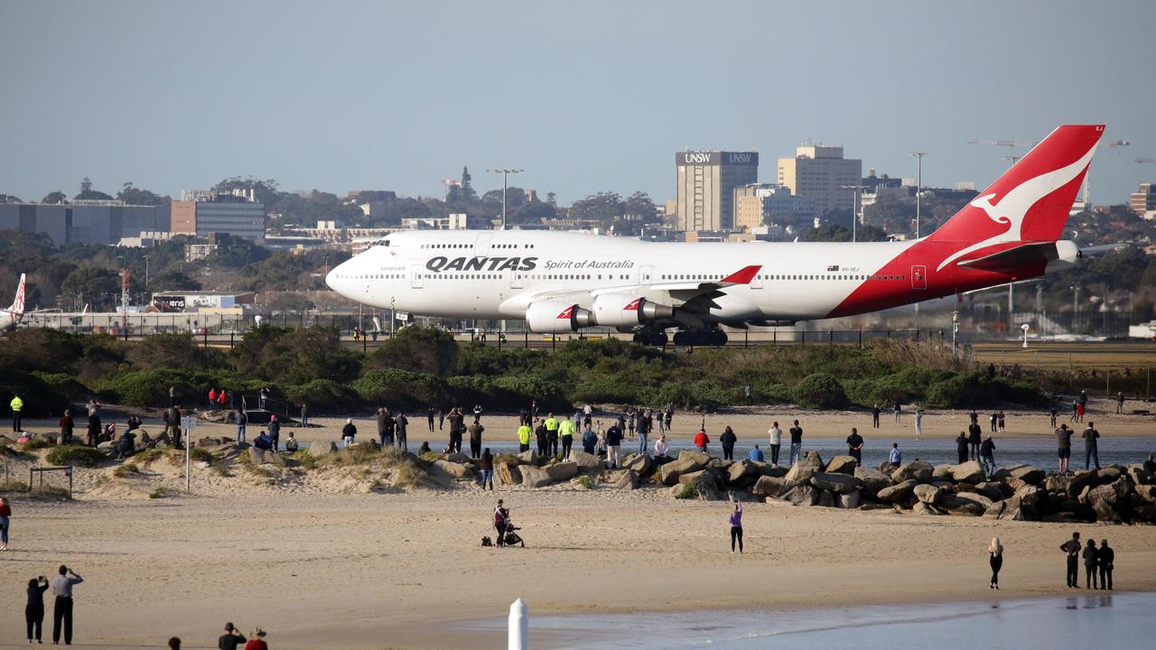 Qantas 747 plane VH-OEJ as it departs Sydney for the last time in June 2020. Picture: Christian Gilles