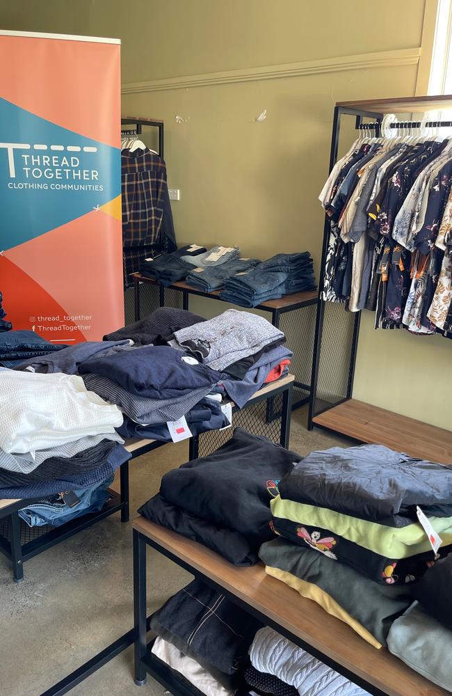 A range of new clothing is available for people to collect from the Lismore Clothing Hub that has been set up at the Lismore Showgrounds.