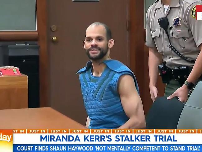 Miranda Kerr's accused stalker Shaun Haywood has been declared 'not mentally competent to stand trial'. Picture: 9 News