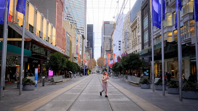 The CBD was quiet as Melburnians stayed home on Wednesday. Picture: NCA NewsWire/Luis Enrique Ascui